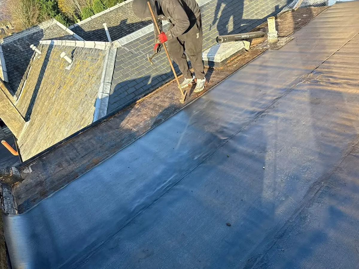 Rubber membrane on a flat roof